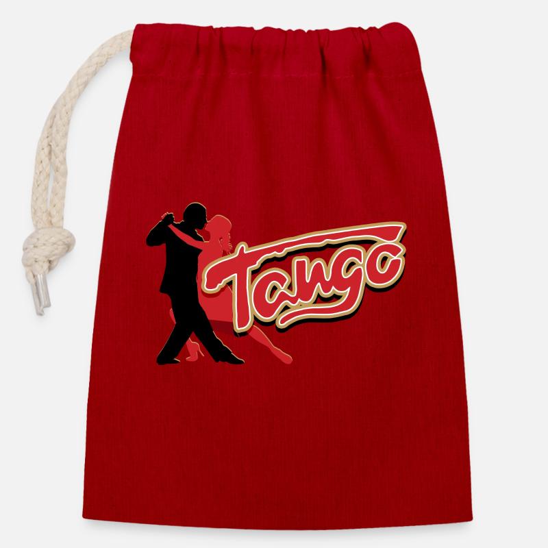 Tango, Tango Tänzer - Verschließbarer Geschenkbeutel aus Baumwolle (14x20cm) - Rot