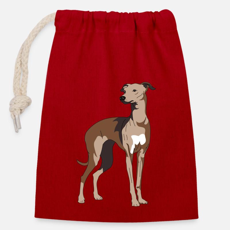 Windhund, Galgo, windhunde - Verschließbarer Geschenkbeutel aus Baumwolle (14x20cm) - Rot