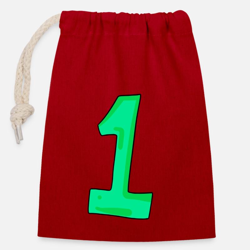 1 - Sac cadeau en coton avec cordon (14 x 20 cm) - rouge