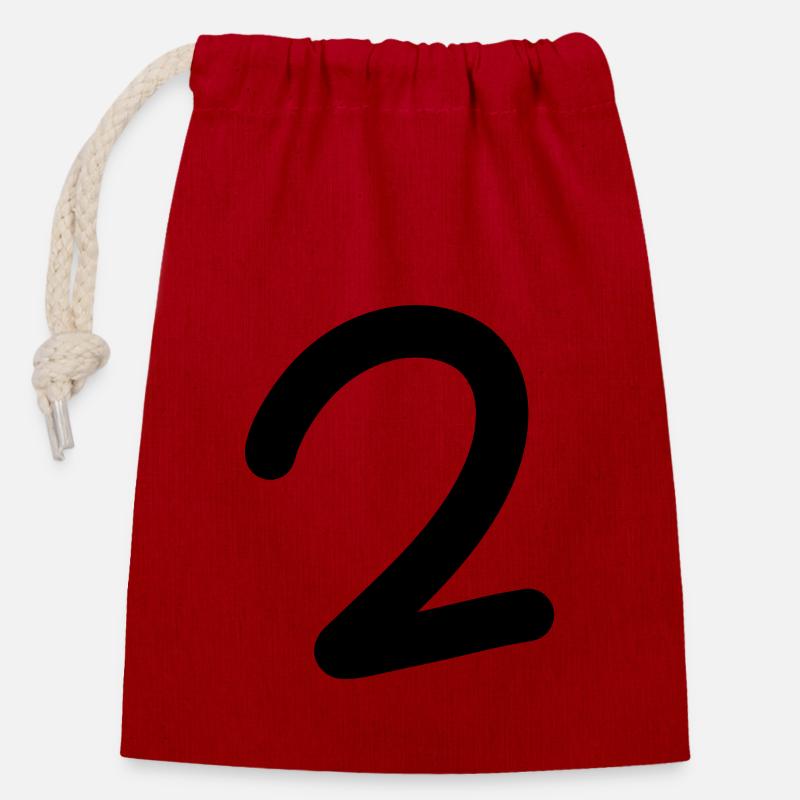 2 Black - Closable cotton gift bag (14x20cm) - red