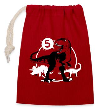 Dinosaur 5 Years T-Shirt - Closable cotton gift bag (14x20cm) - red - Front