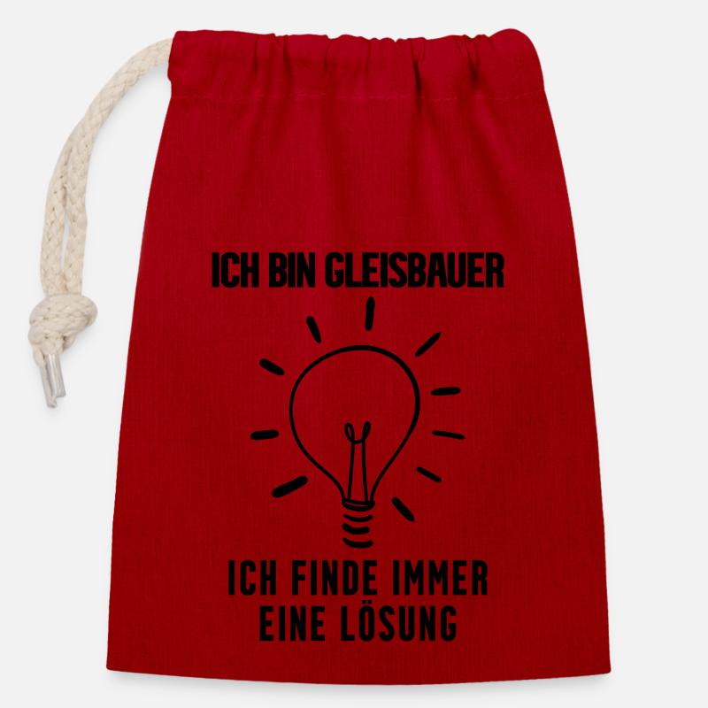 Gleisbauer - Verschließbarer Geschenkbeutel aus Baumwolle (14x20cm) - Rot