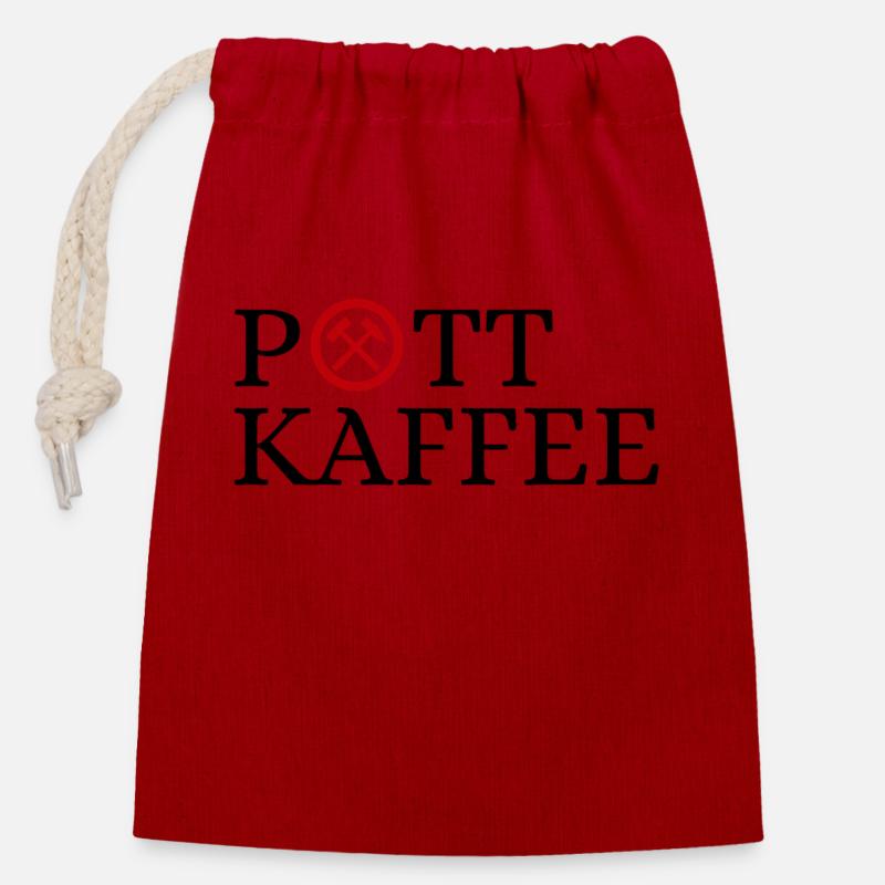 Pott Kaffee - Verschließbarer Geschenkbeutel aus Baumwolle (14x20cm) - Rot