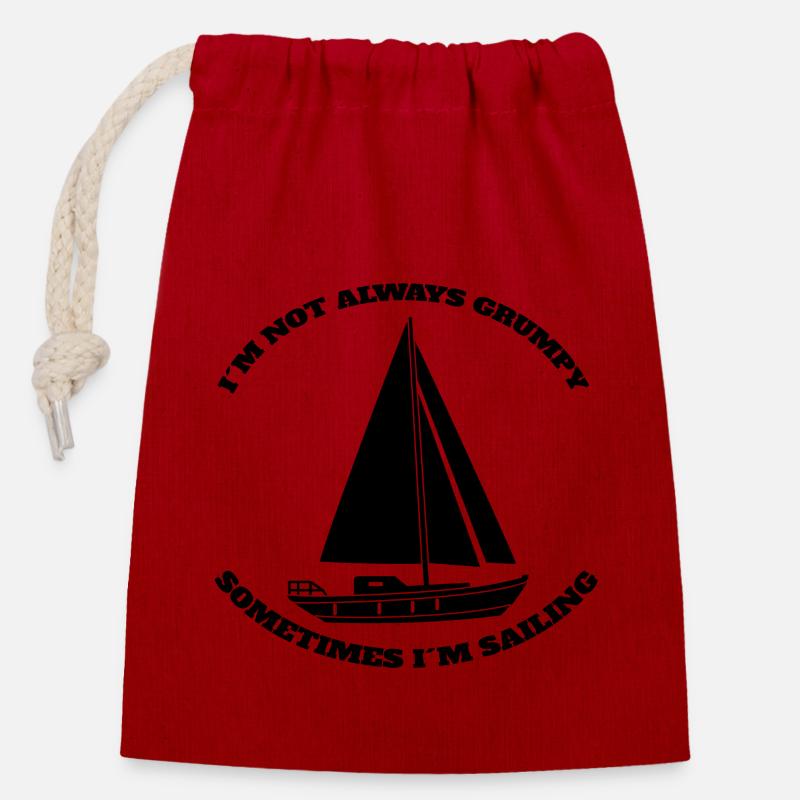 Sailing Ship Sailing Sailing Sailing Boat - Closable cotton gift bag (14x20cm) - red