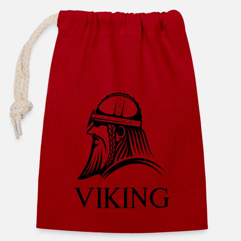 Viking Warrior - Verschließbarer Geschenkbeutel aus Baumwolle (14x20cm) - Rot