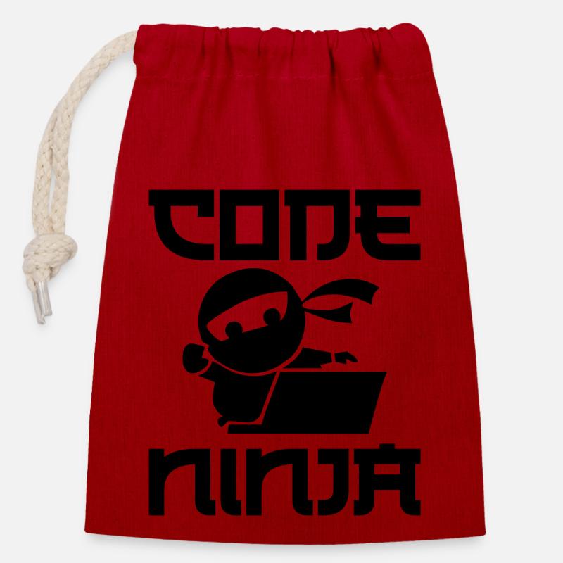Programmation - Sac cadeau en coton avec cordon (14 x 20 cm) - rouge