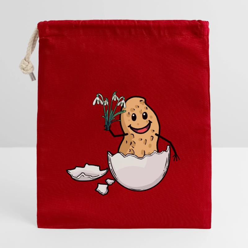 Easter Peanut Spring Easter Egg Flora Eggshell Closable cotton gift bag (14x20cm)