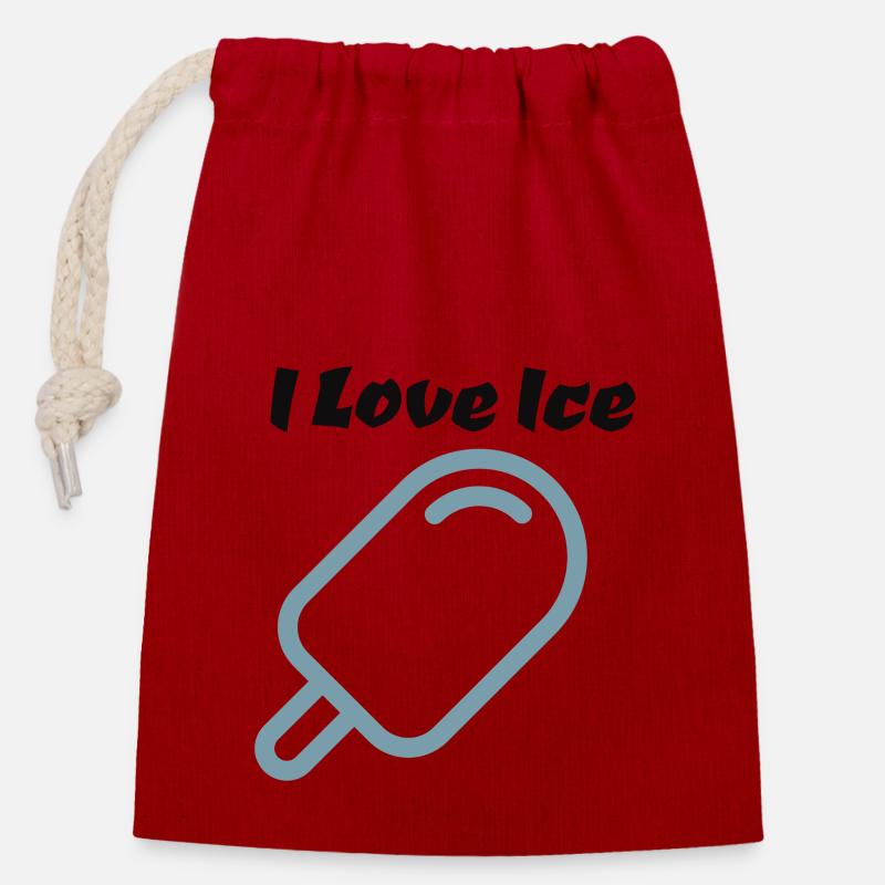 Eis, Liebe - Verschließbarer Geschenkbeutel aus Baumwolle (14x20cm) - Rot