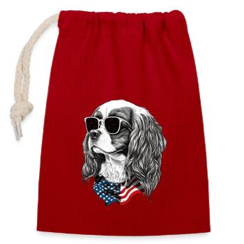 cavalier spaniel Amerikanische Flagge 4.Juli - Verschließbarer Geschenkbeutel aus Baumwolle (14x20cm) - Rot - Vorne
