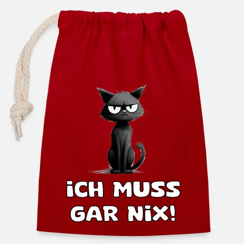 Lustige katze mit Sarkastischem Spruch - Verschließbarer Geschenkbeutel aus Baumwolle (14x20cm) - Rot