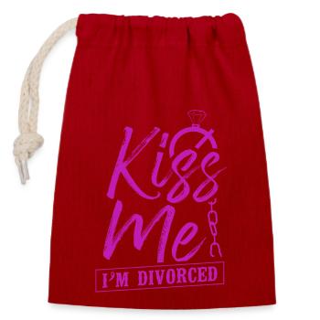 Bonne fête de divorce Embrasse-moi Je suis - Sac cadeau en coton avec cordon (14 x 20 cm) - rouge - Devant