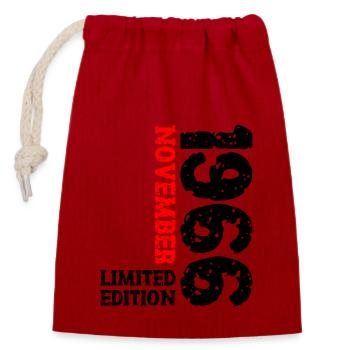 1966 novembre édition limitée 57e anniversaire décoration - Sac cadeau en coton avec cordon (14 x 20 cm) - rouge - Devant