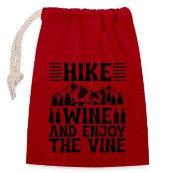 Hiking Nature Mountaineering Trekking Outdoor Hike - Closable cotton gift bag (14x20cm) - red - Front