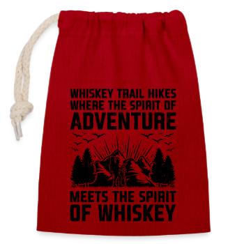 Hiking Nature Mountaineering Trekking Outdoor Hike - Closable cotton gift bag (14x20cm) - red - Front
