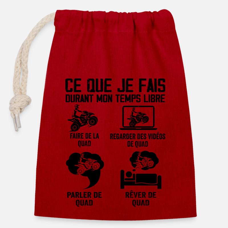 Ce que je fais durant mon temps libre QUAD - Sac cadeau en coton avec cordon (14 x 20 cm) - rouge