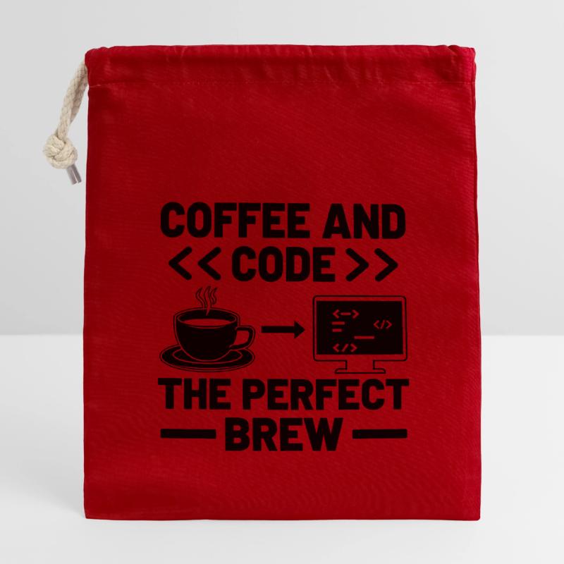 Café Codage Programmeur Codeur Développeur Nerd Coff Sac cadeau en coton avec cordon (14 x 20 cm)