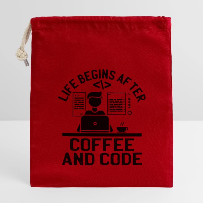 Coffee Coding Programmer Coder Developer Nerd Coff Closable cotton gift bag (14x20cm)