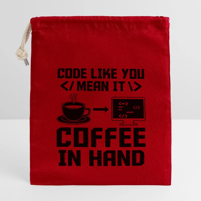 Coffee Coding Programmer Coder Developer Nerd Coff Closable cotton gift bag (14x20cm)