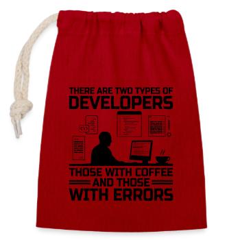 Kaffee-Codierung Programmierer Programmierer Entwickler Nerd Coff - Verschließbarer Geschenkbeutel aus Baumwolle (14x20cm) - Rot - Vorne
