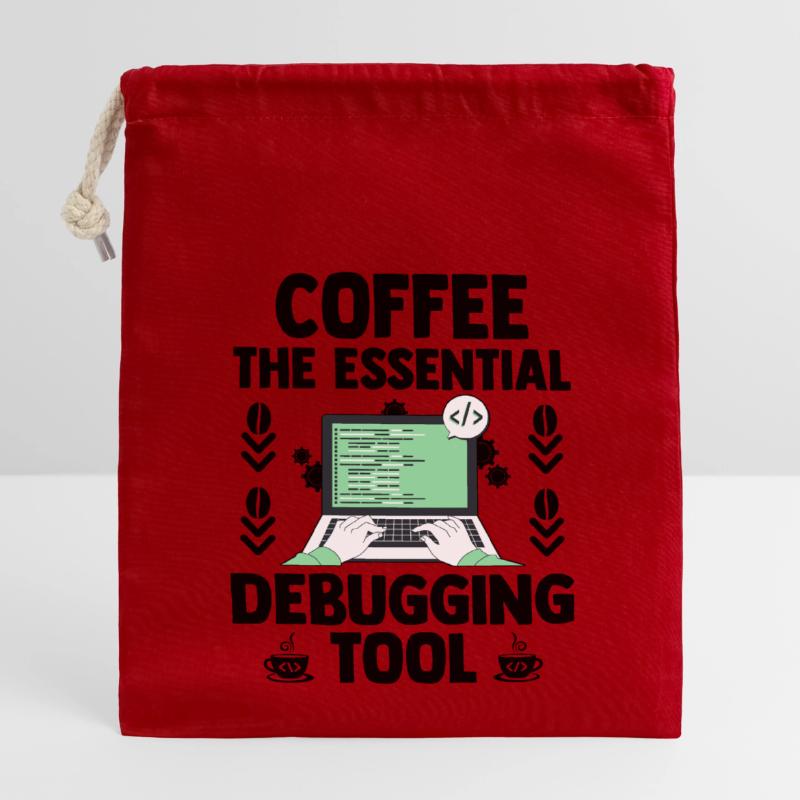 Café Codage Programmeur Codeur Développeur Nerd Coff Sac cadeau en coton avec cordon (14 x 20 cm)