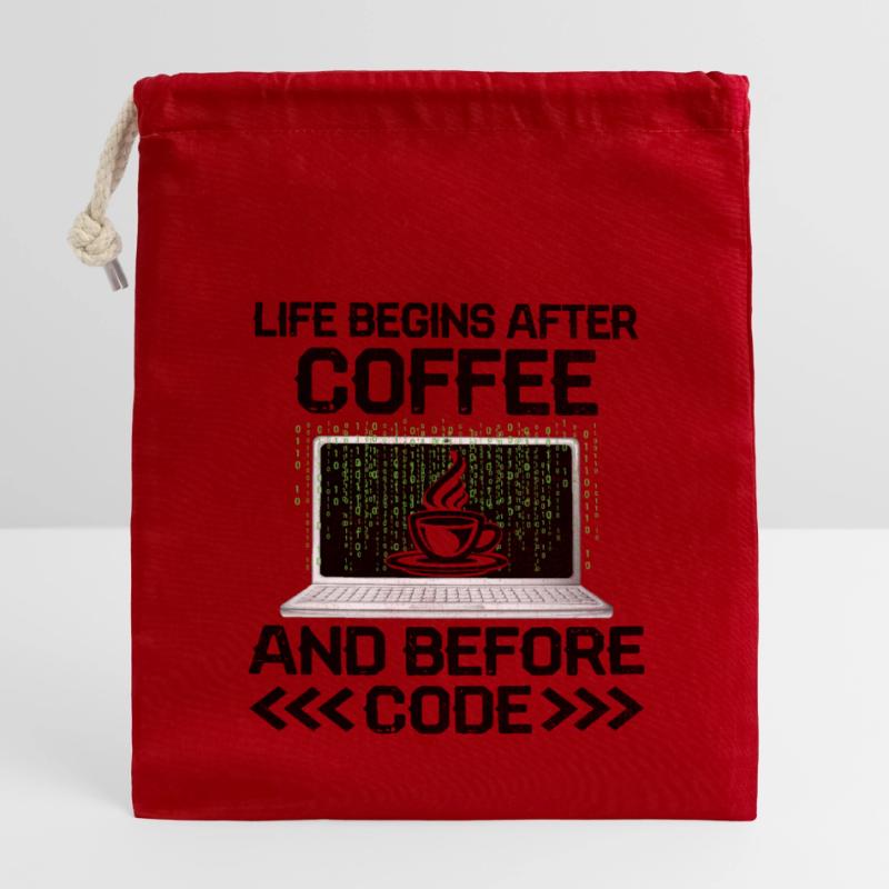Coffee Coding Programmer Coder Developer Nerd Coff Closable cotton gift bag (14x20cm)