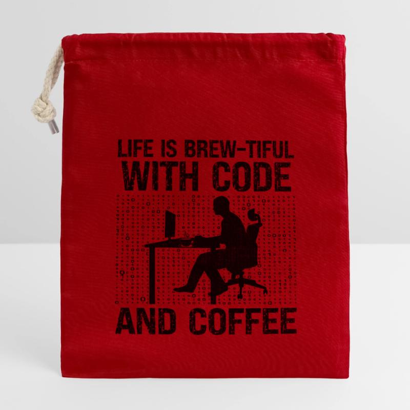 Coffee Coding Programmer Coder Developer Nerd Coff Closable cotton gift bag (14x20cm)