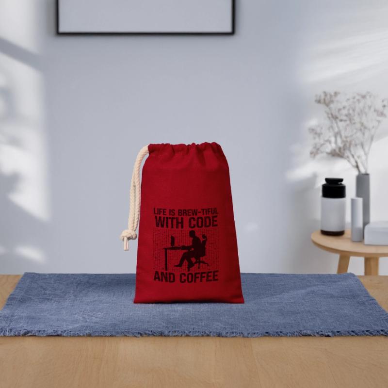 Coffee Coding Programmer Coder Developer Nerd Coff Closable cotton gift bag (14x20cm)