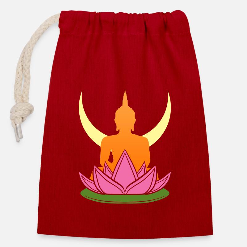 Buddha Mönch Namaste Buddhismus I Geschenk - Verschließbarer Geschenkbeutel aus Baumwolle (14x20cm) - Rot
