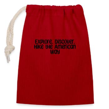 Hiking - Explore. Discover. Hike the American - Closable cotton gift bag (14x20cm) - red - Front