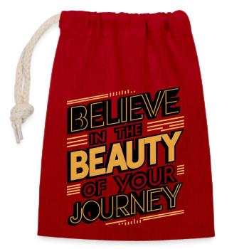 Croyez en la beauté de votre voyage Art numérique - Sac cadeau en coton avec cordon (14 x 20 cm) - rouge - Devant