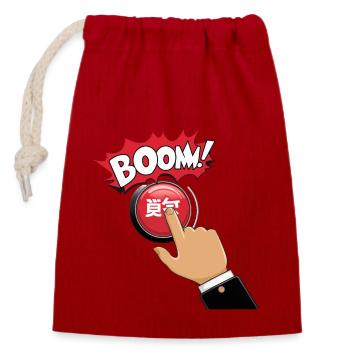 PUSHING BUTTONS, BOOM - Closable cotton gift bag (14x20cm) - red - Front