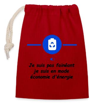 Mode économie d'énergie - Sac cadeau en coton avec cordon (14 x 20 cm) - rouge - Devant