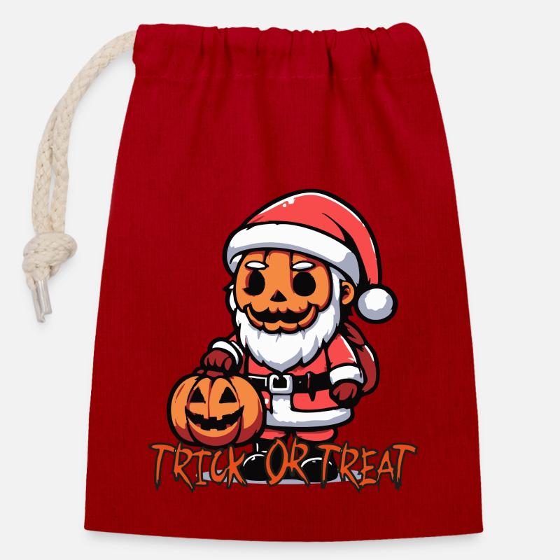 SantaPumpkin - Sac cadeau en coton avec cordon (14 x 20 cm) - rouge