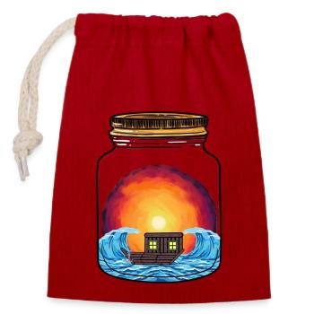 Boat Boats Ship Ships - Closable cotton gift bag (14x20cm) - red - Front