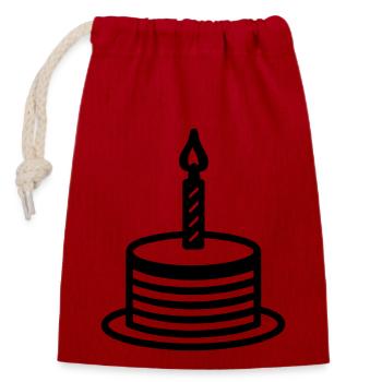 Gateau d'anniversaire - Sac cadeau en coton avec cordon (14 x 20 cm) - rouge - Devant