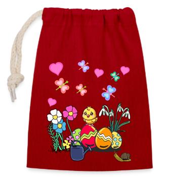 Easter Chick Easter Eggs Kids Child - Closable cotton gift bag (14x20cm) - red - Front