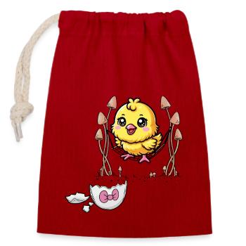 Chick Easter Kids Child Eggshell Baby Chicken - Closable cotton gift bag (14x20cm) - red - Front