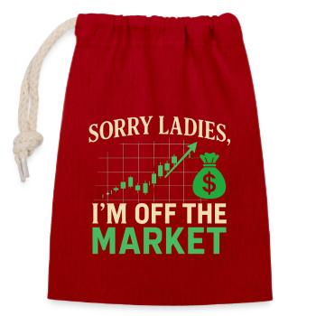 Sorry Ladies, ich bin vom Markt - Verschließbarer Geschenkbeutel aus Baumwolle (14x20cm) - Rot - Vorne