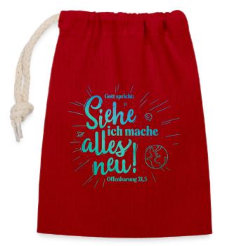 God Speaks: Everything New Design - Closable cotton gift bag (14x20cm) - red - Front