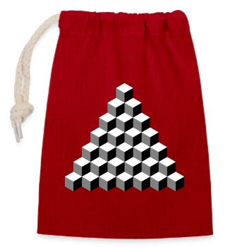 Isometric Cube Pyramid - Closable cotton gift bag (14x20cm) - red - Front