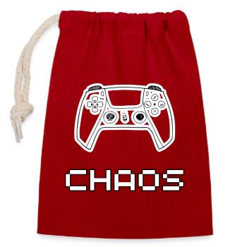 Controlled Chaos – Gaming Controller Chaos Design  - Closable cotton gift bag (14x20cm) - red - Front
