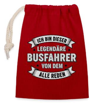 Ich bin dieser Legendäre Busfahrer Spruch - Verschließbarer Geschenkbeutel aus Baumwolle (14x20cm) - Rot - Vorne