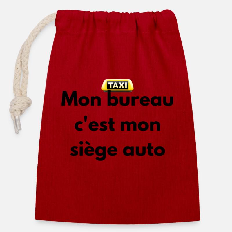 Mon bureau c'est mon siège auto - Sac cadeau en coton avec cordon (14 x 20 cm) - rouge