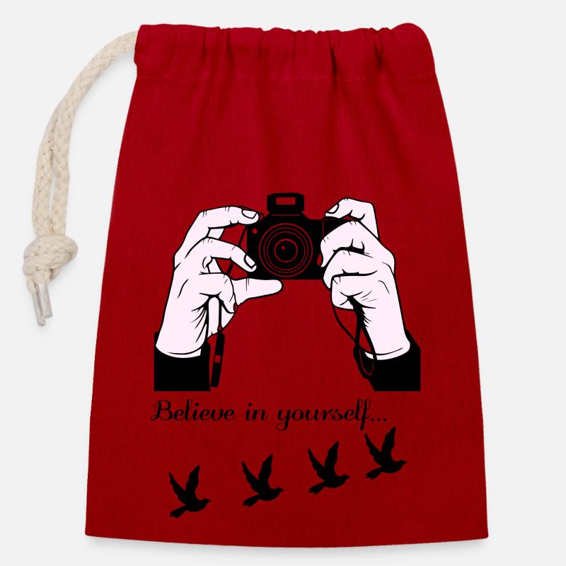 Photographe passionné - Sac cadeau en coton avec cordon (14 x 20 cm) - rouge