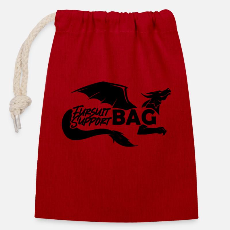 Fursuit Support Tasche Drache - Verschließbarer Geschenkbeutel aus Baumwolle (14x20cm) - Rot