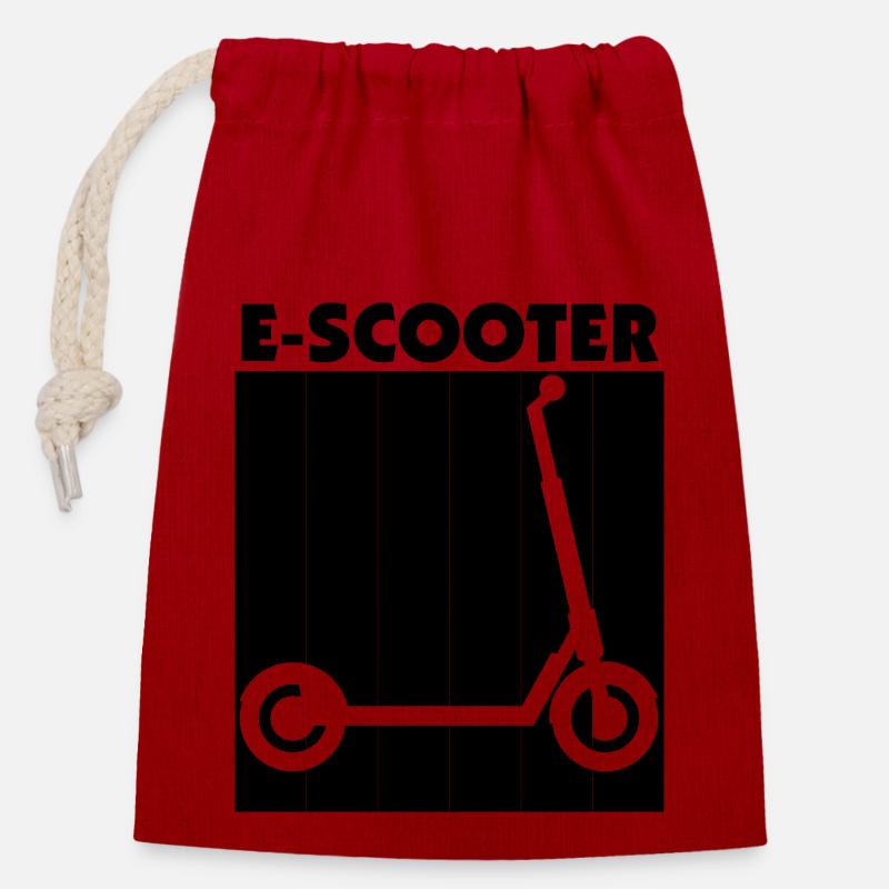 E-Scooter Roller Scooter - Verschließbarer Geschenkbeutel aus Baumwolle (14x20cm) - Rot
