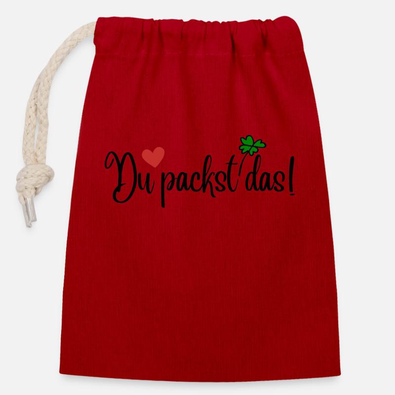 Du packst das - Verschließbarer Geschenkbeutel aus Baumwolle (14x20cm) - Rot