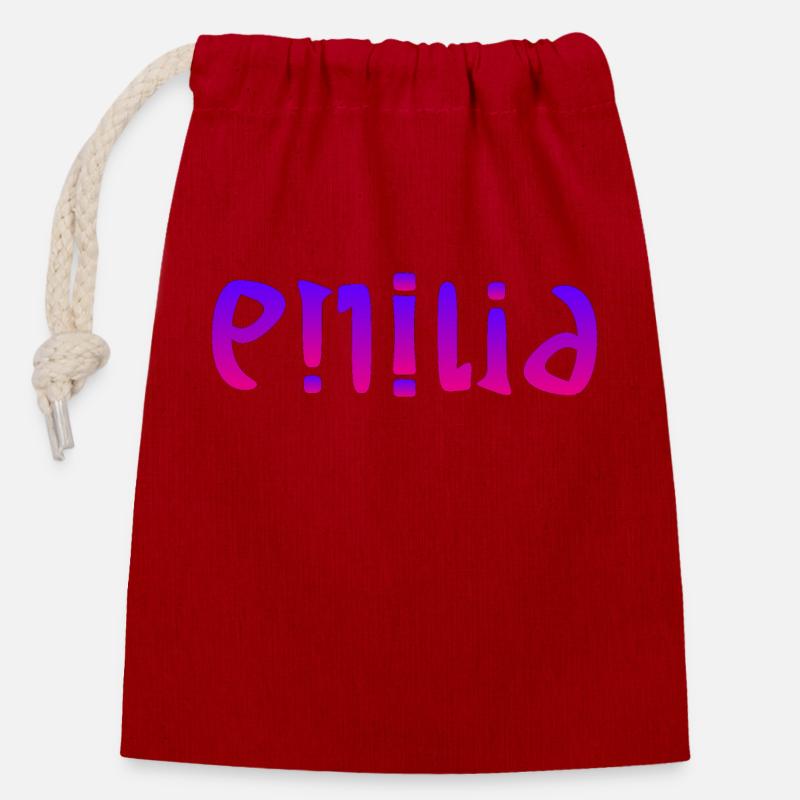 Emilia - Closable cotton gift bag (14x20cm) - red