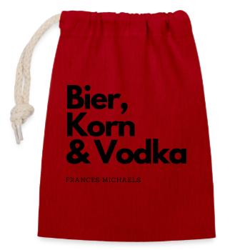 Bier, Korn & Vodka - Verschließbarer Geschenkbeutel aus Baumwolle (14x20cm) - Rot - Vorne