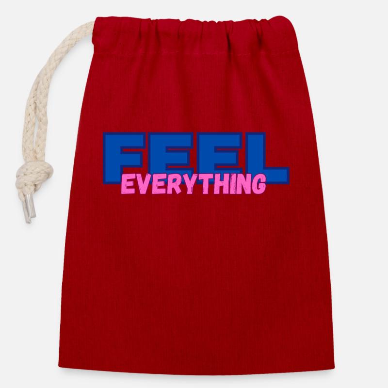 FEEL everything - Verschließbarer Geschenkbeutel aus Baumwolle (14x20cm) - Rot